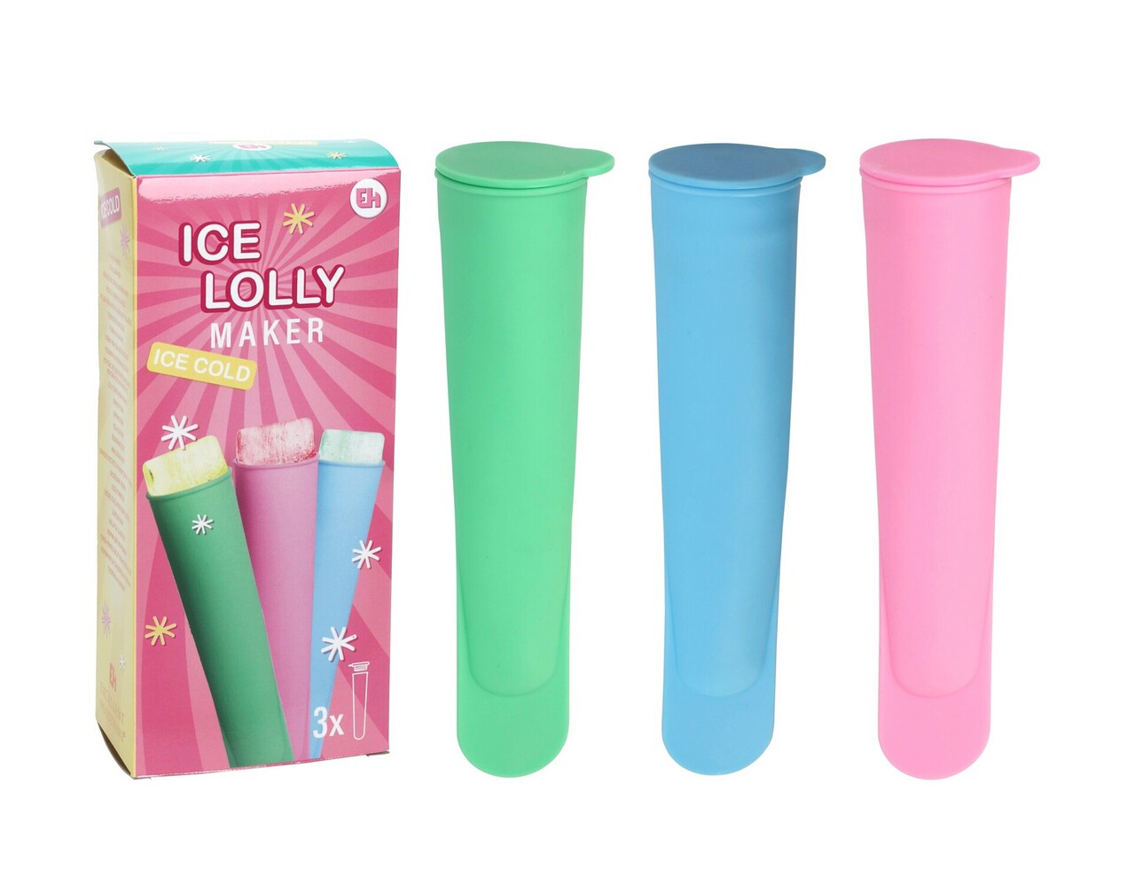 Set 3 forme inghetata Ice Lollymaker, 4.2x4.2x19.5 cm, cauciuc termoplastic, multicolor - imagine 5